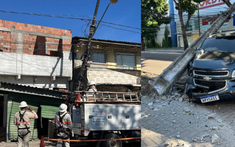 Motoristas perdem controle e colidem com postes no centro e zona sul de João Pessoa